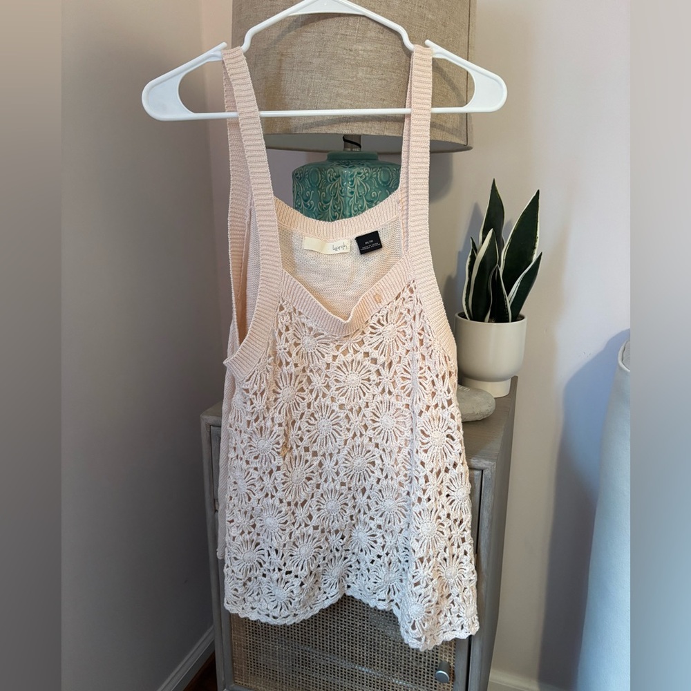 Kersh Floral Lace Tank Top - Cream